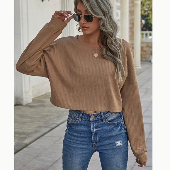 Robby Ribbed Knit Drop Shoulder Ladies Top - Picture 5 of 5